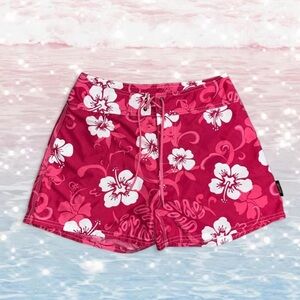 Palmwave pink floral hibiscus y2k swim trunks Size 5